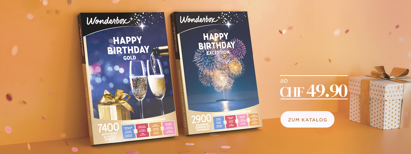 zwei Geburtstagsgeschenkboxen